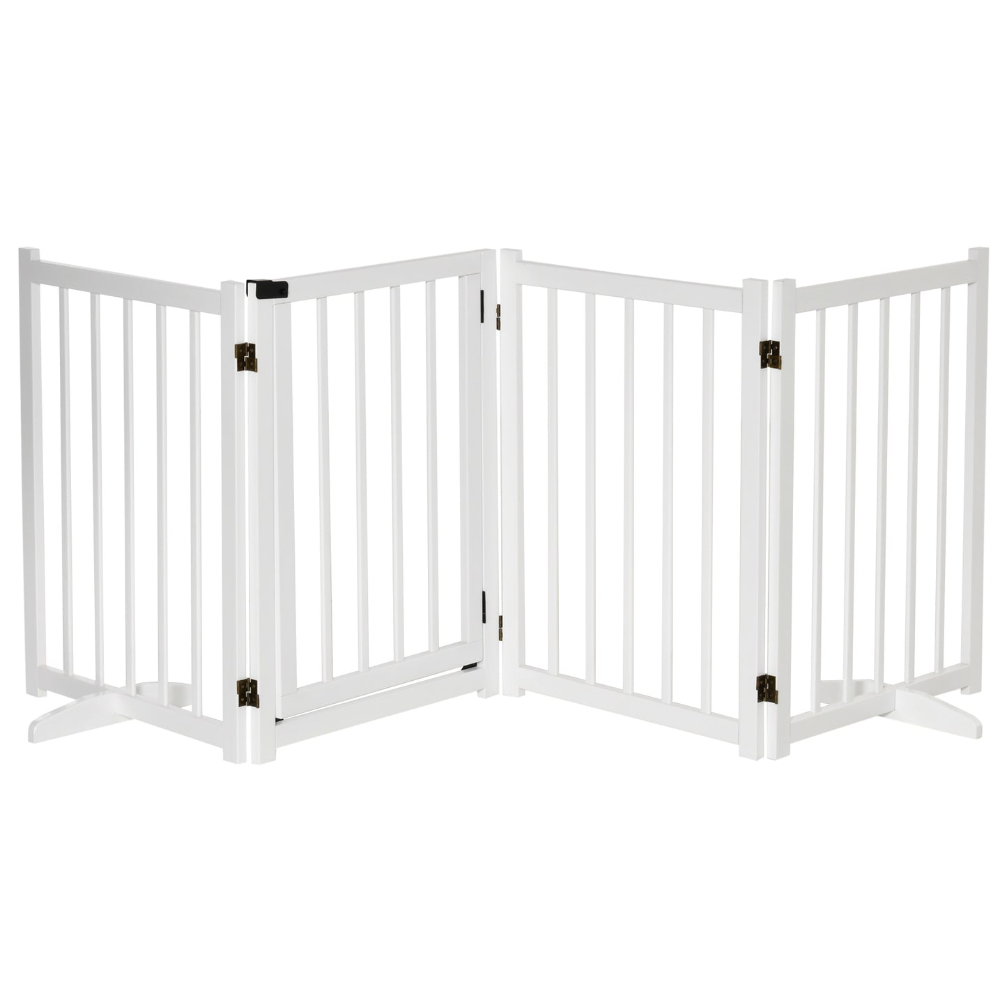 PawHut Wooden Foldable Dog Safety Barrier w/ 4 Panels for Small and Medium Dogs White