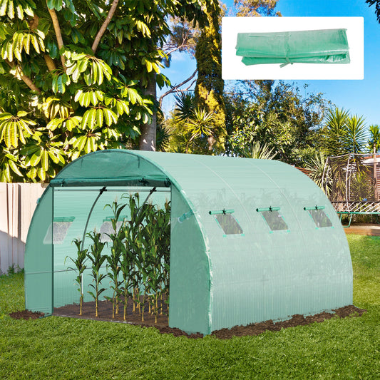 Outsunny 10X10ft Greenhouse Replacement Cover for Tunnel Walk-in Greenhouse w/ Windows Door