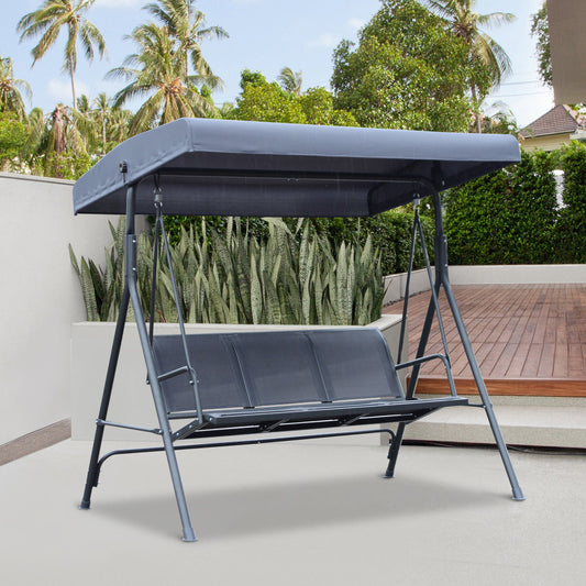 Outsunny 3-Seater Garden Swing Chair, size (178x111x155cm)-Grey