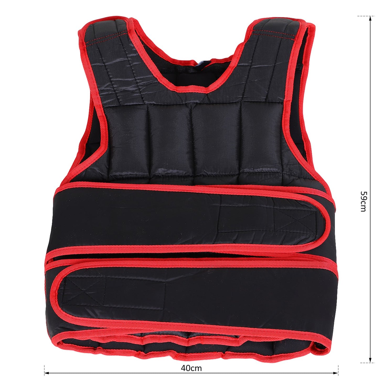 HOMCOM 20kg Metal Sand Weight Adjustable Unisex Trainer Vest Weighted Vest Black/Red