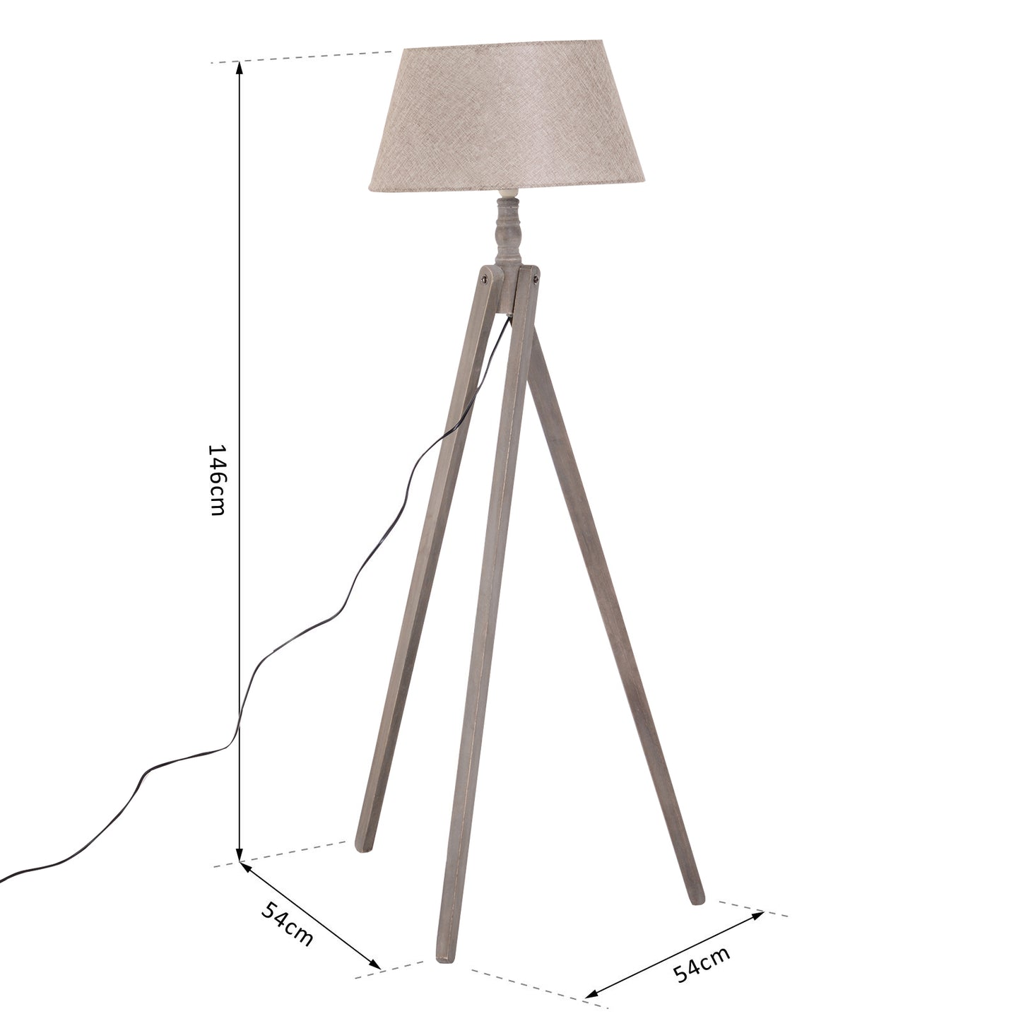 HOMCOM Free Standing Floor Lamp, 54Lx54Wx146H cm-Beige/Grey
