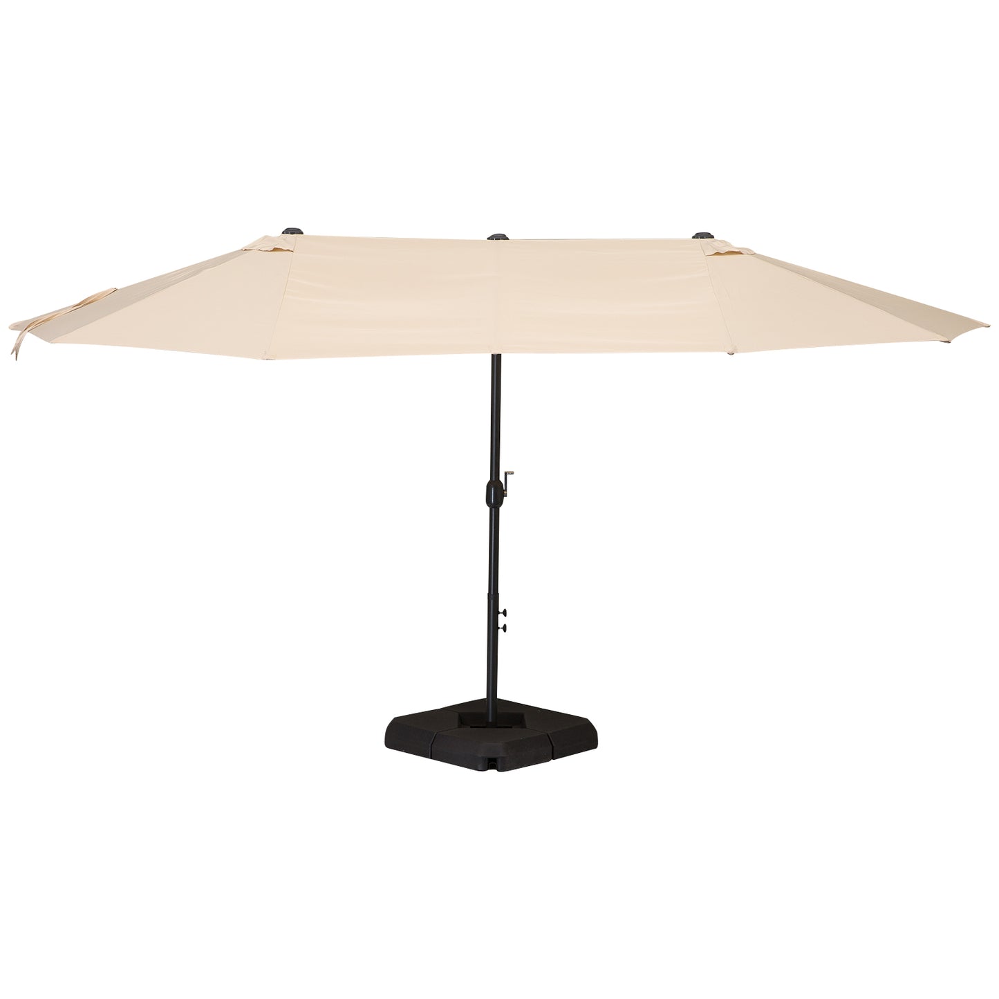 Outsunny 4.9m Double Sided Steel Frame Outdoor Parasol w/ Base Beige