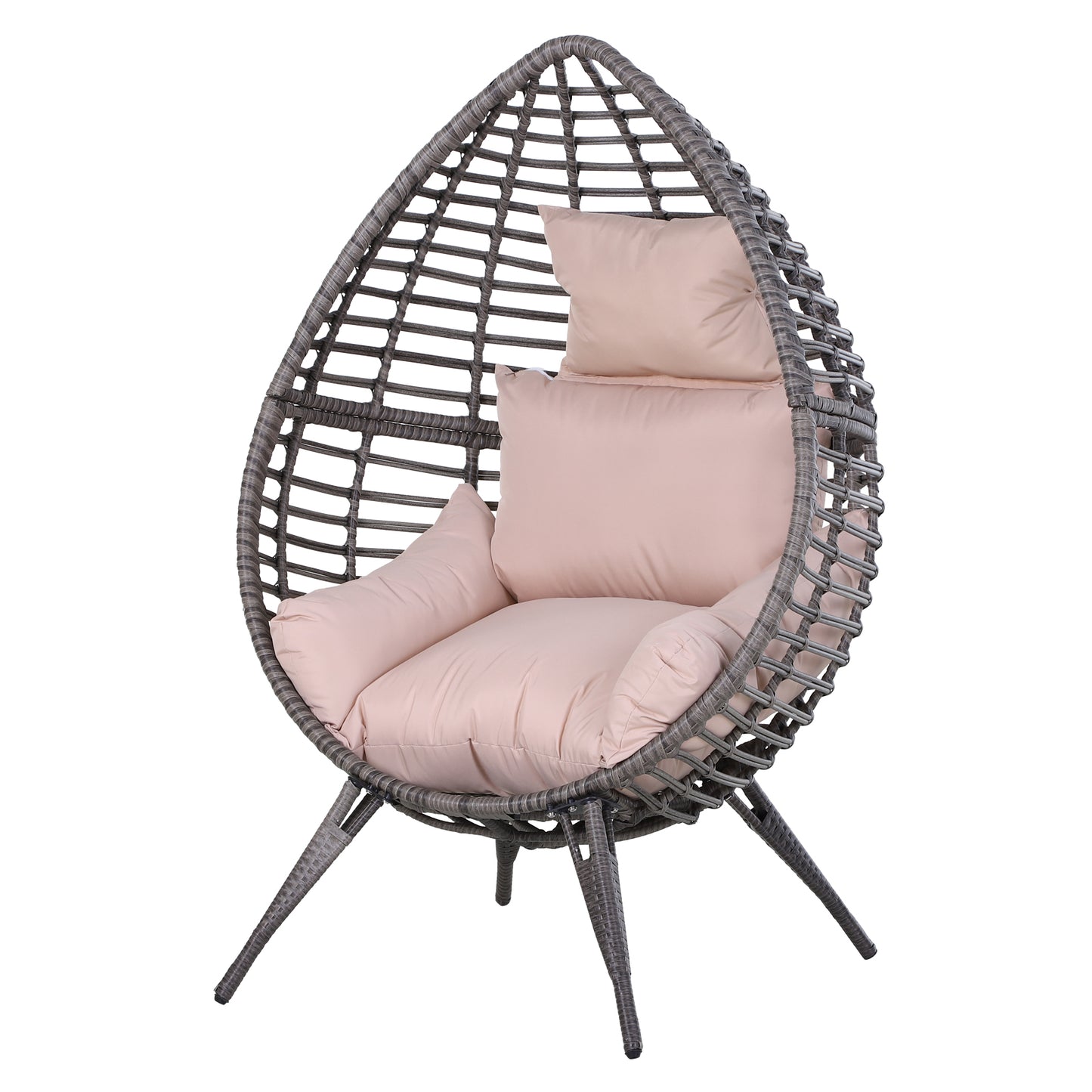 Outsunny PE Rattan Outdoor Egg Chair w/ Cushion Grey