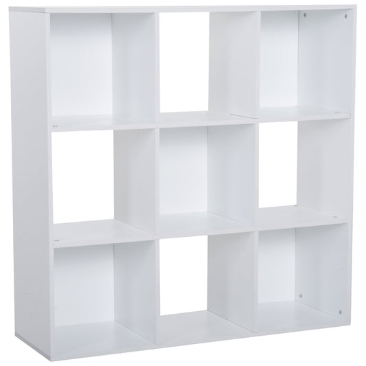 HOMCOM 9 Cubes 3-Tier Shelving Cabinet, Particle Board-White