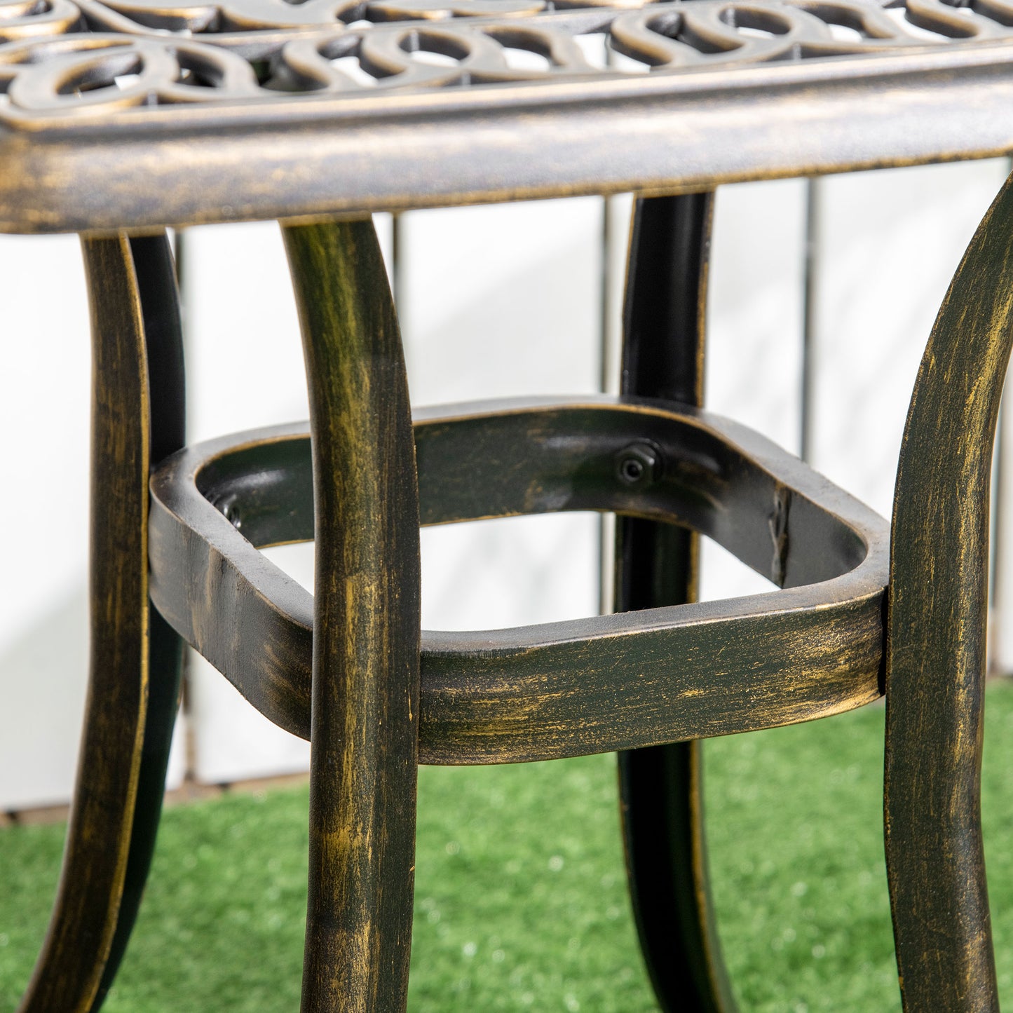 Outsunny Outdoor Patio Side Table with 38mm Dia. Umbrella Hole Cast Aluminium Patio coffee Table 54 x 54cm Bronze