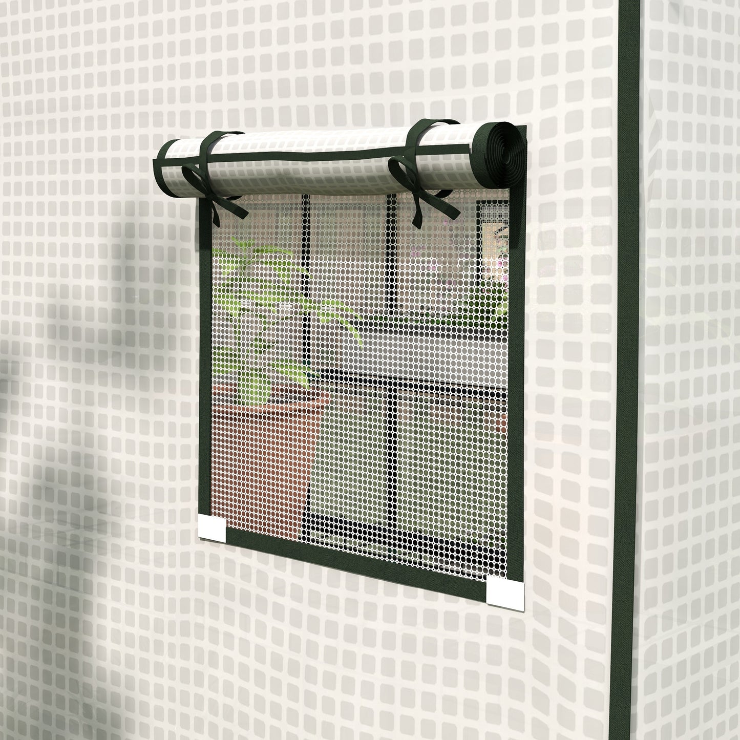 Outsunny Greenhouse Cover Replacement Walkin PE Hot House Cover with Rollup Door and Windows 140 x 143 x 190cm White