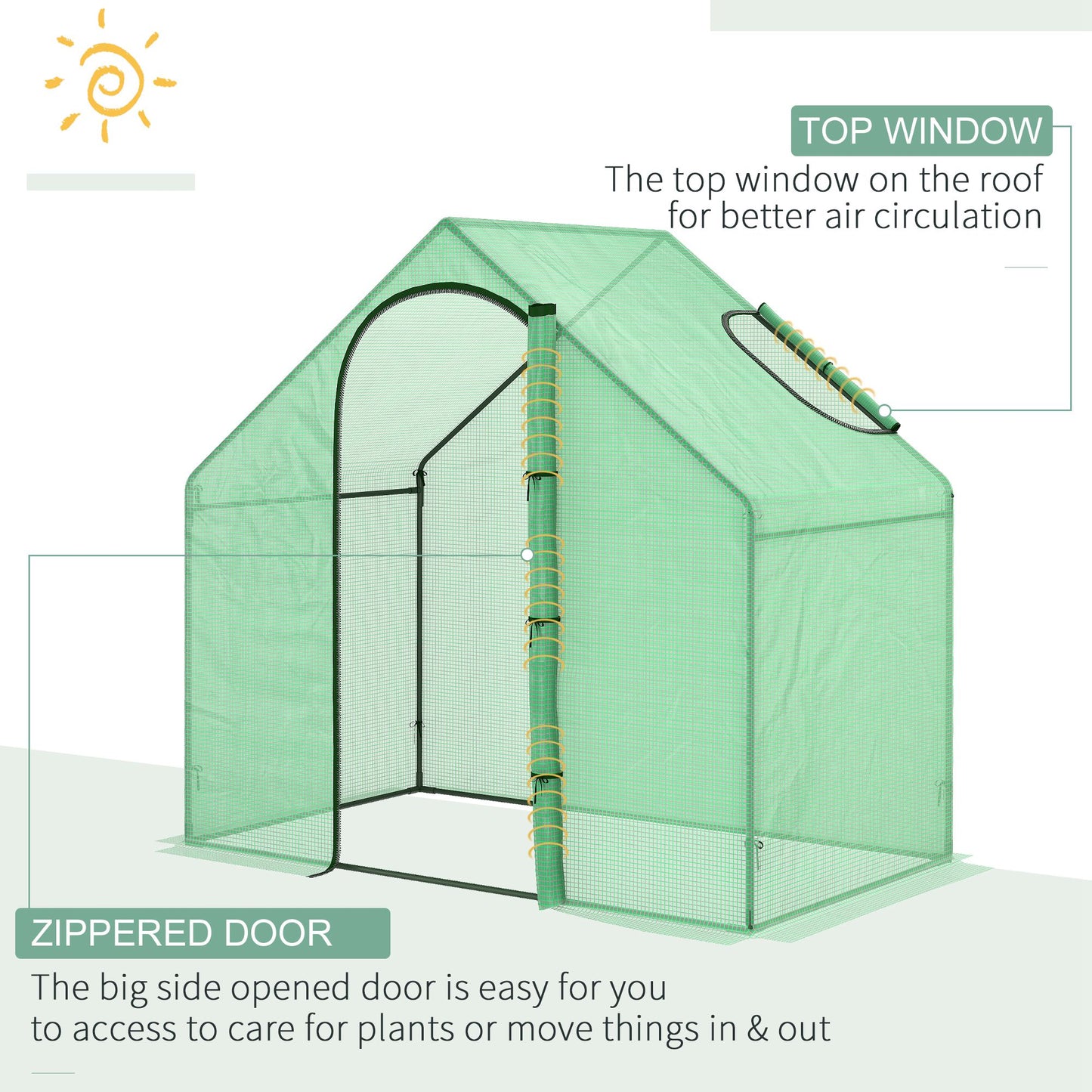 Outsunny 3.4x5.9ft Walk-In Greenhouse Outdoor Garden Plant Shelter w/ Steel Frame Window