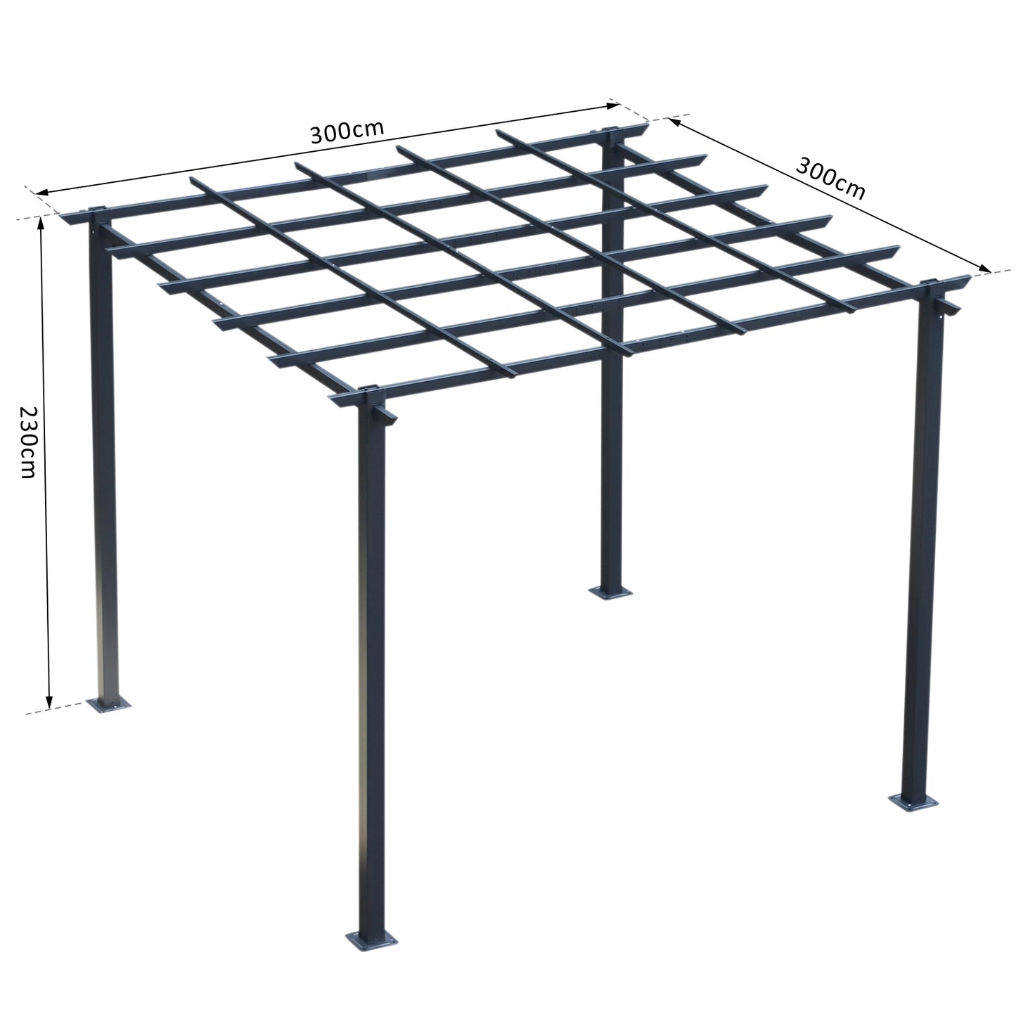 Outsunny 3x3 m Metal Pergola, 300Lx300Wx230H cm-Black