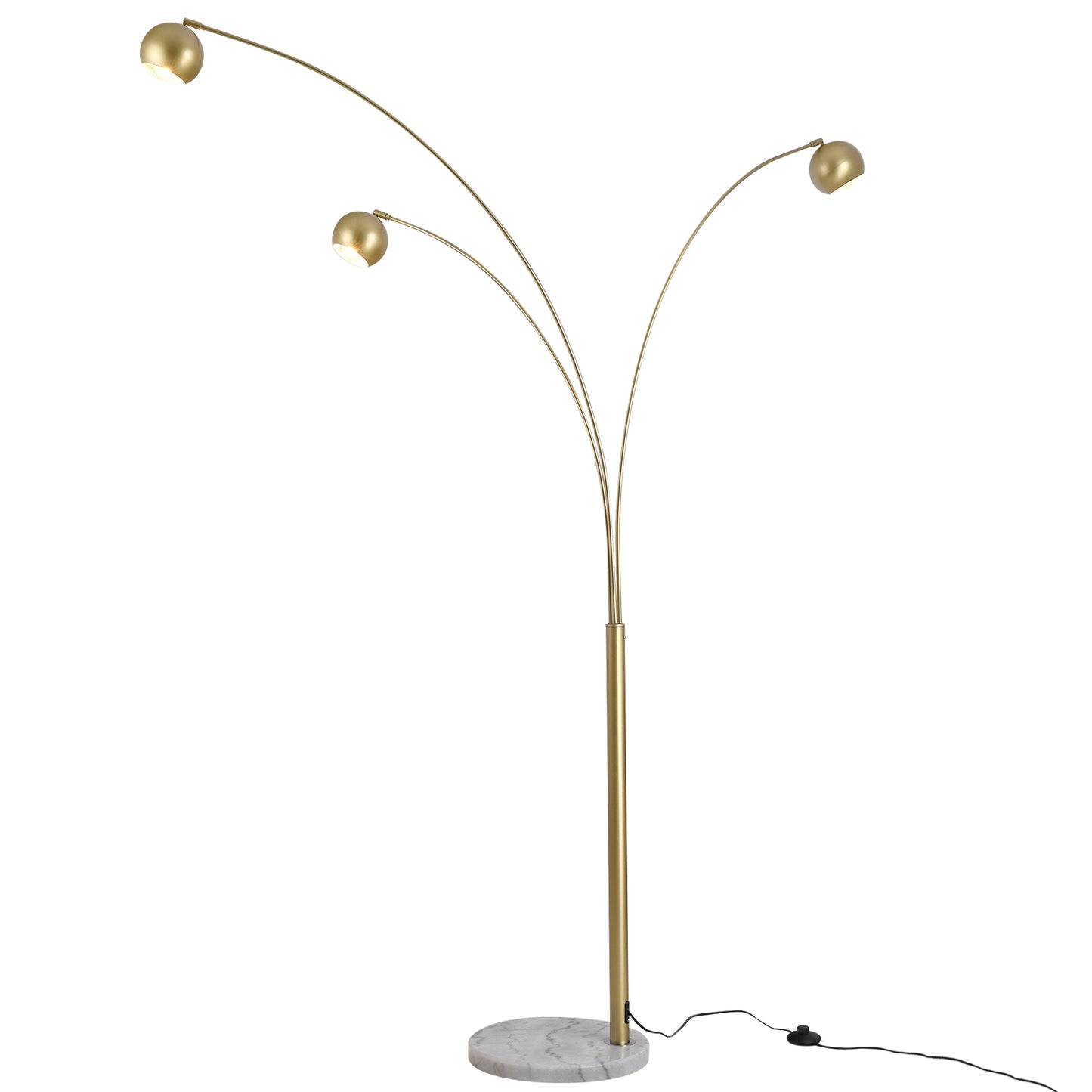 HOMCOM Steel 3-Branch Floor Lamp Gold