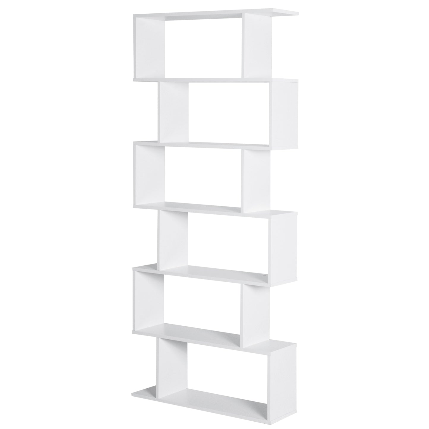 HOMCOM Particle Board 6-Tier Asymmetrical Shelving Unit White