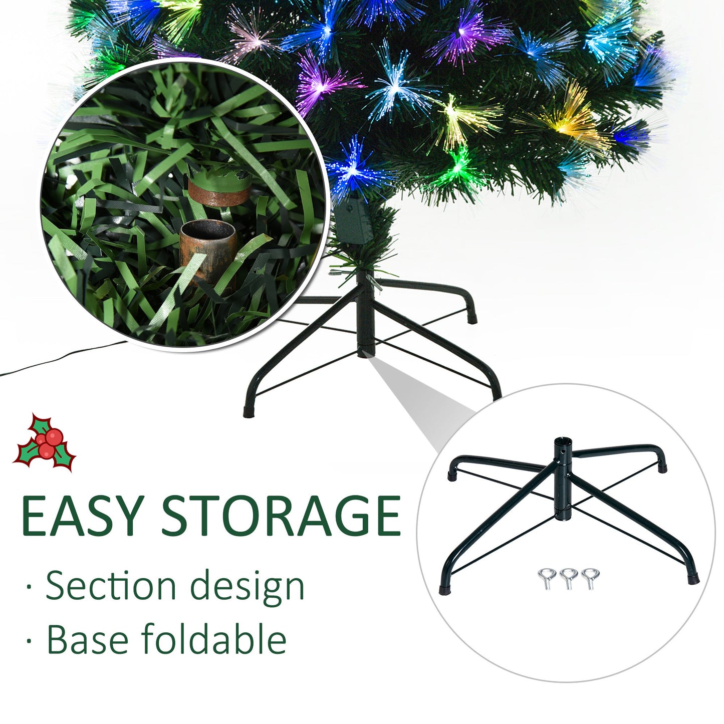 HOMCOM 1.8m Pre-Lit Artificial Christmas Tree