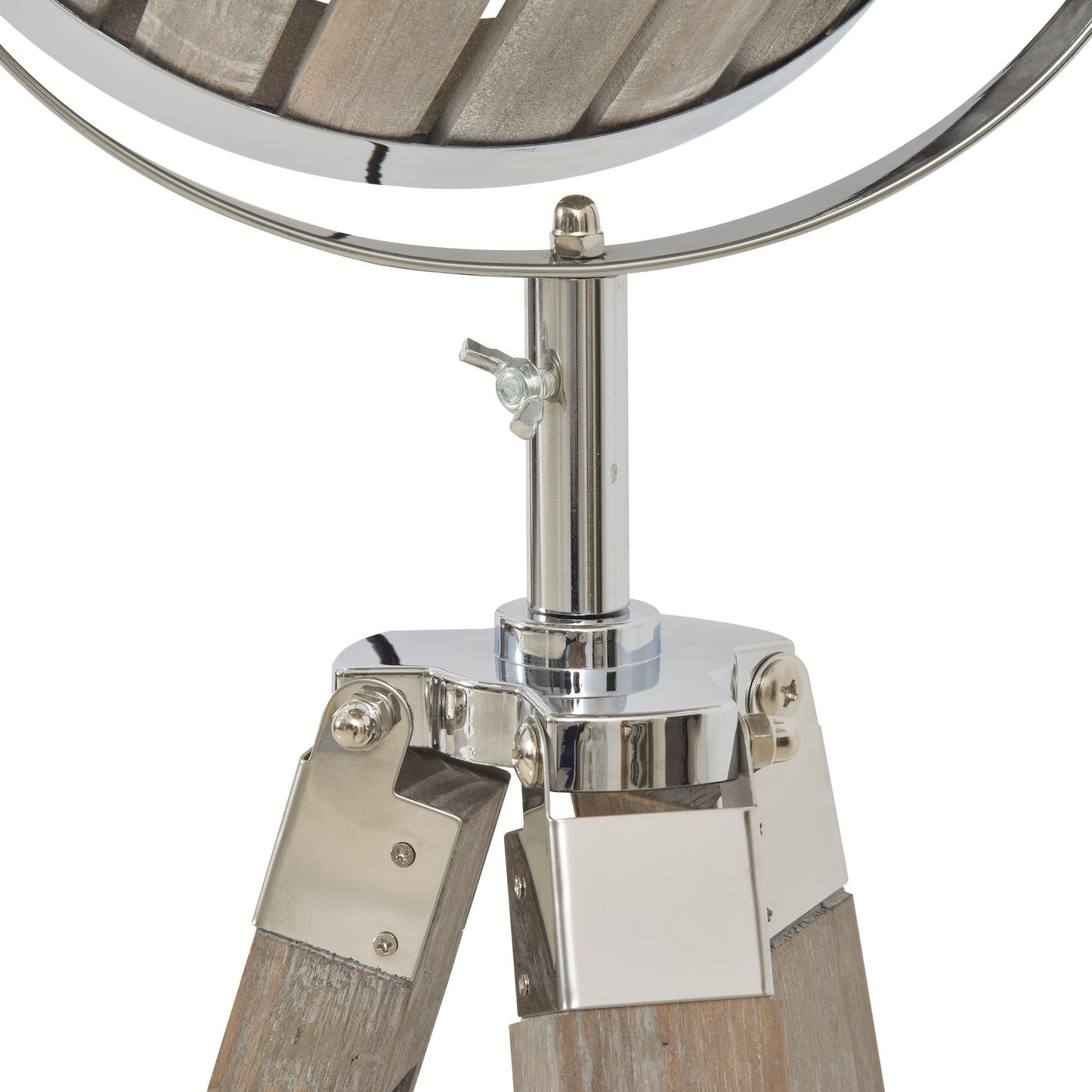 HOMCOM Pine Wood Tripod Floor Lamp Standing Lamp 110-150H x 63W x 63Dcm Brown and Silver