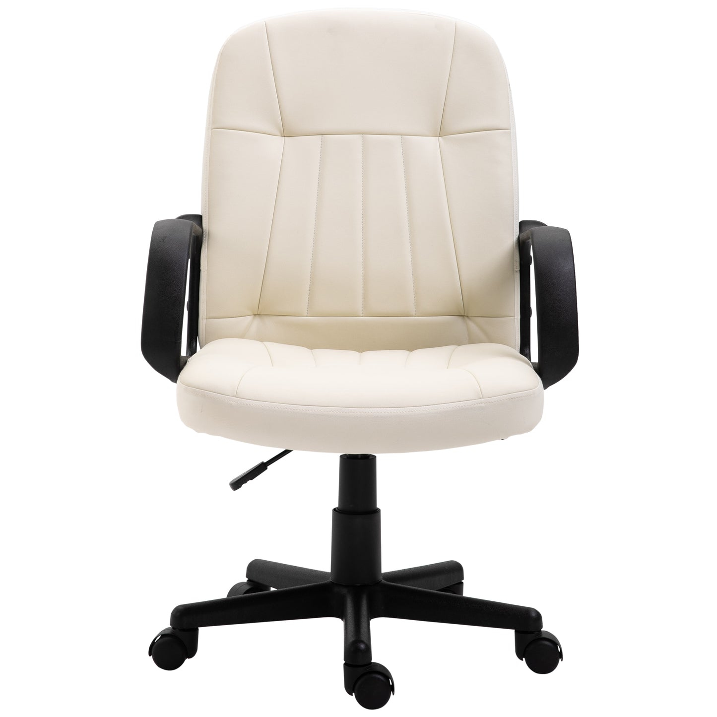 HOMCOM PU Leather Swivel Home Office Chair Cream