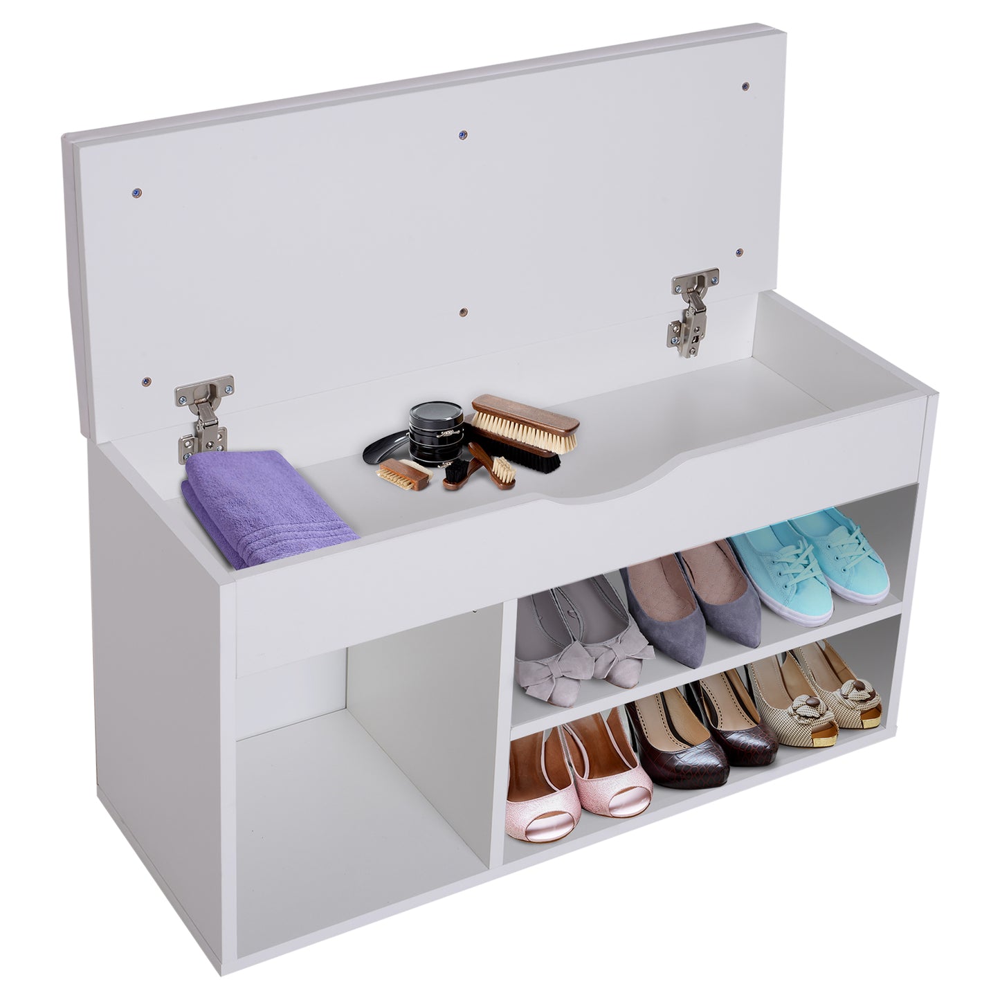 HOMCOM Shoe Cabinet, 80Lx30Wx47H cm, Particle Board-White