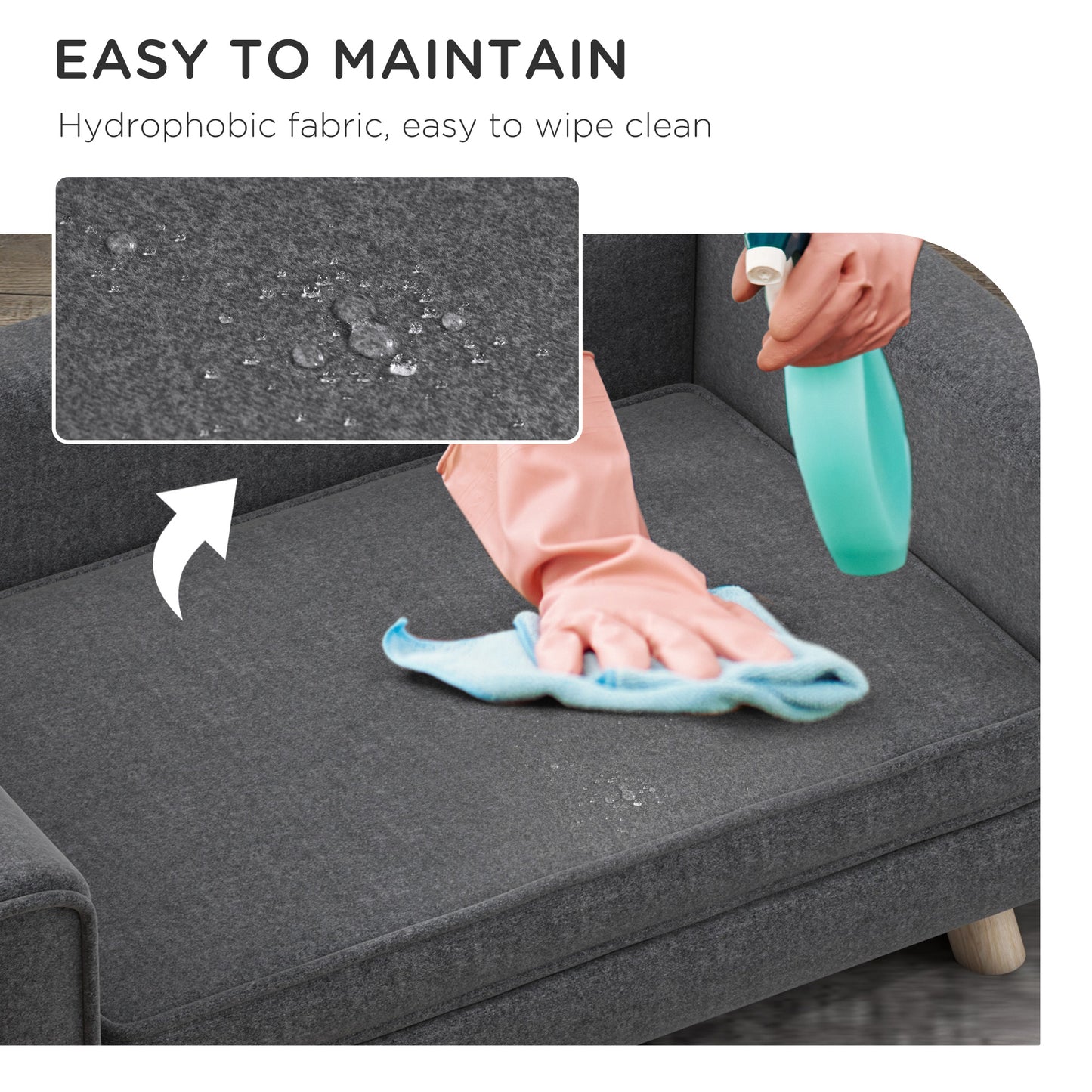 PawHut Elevated Dog Sofa Bed with Cushion for Medium and Small Dogs Grey