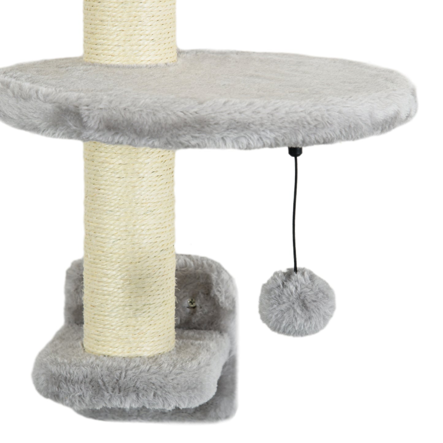 PawHut ThreePiece WallMounted Cat Shelves with Hammock Ladder Platforms Scratching Post Grey