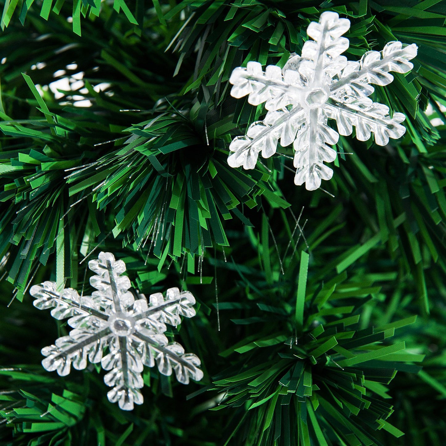 HOMCOM 3ft 90cm Green Fibre Optic Artificial Christmas Tree W/ Snowflakes Lights