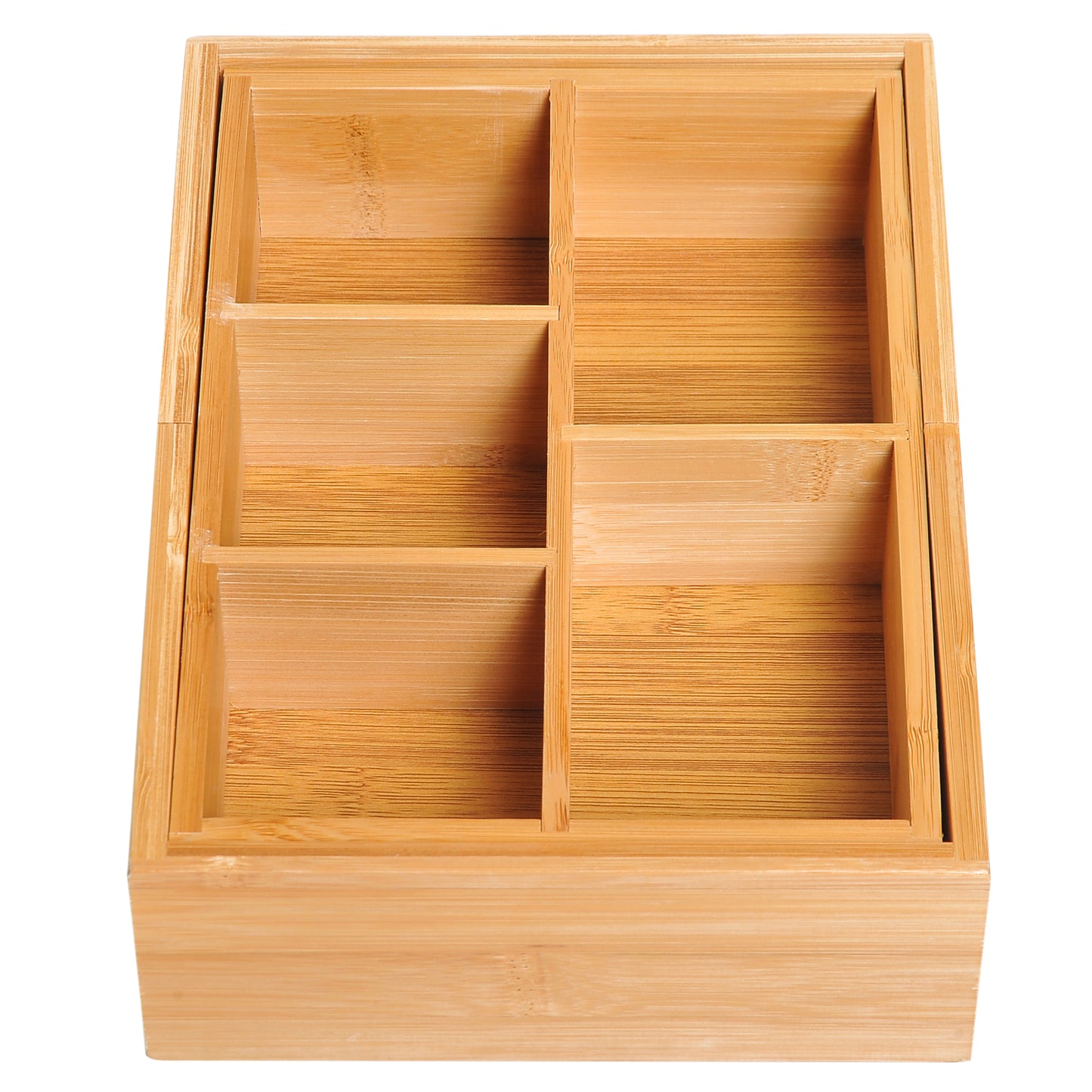 HOMCOM Bamboo Expandable Organiser, 24.6Lx17.6Wx7H cm