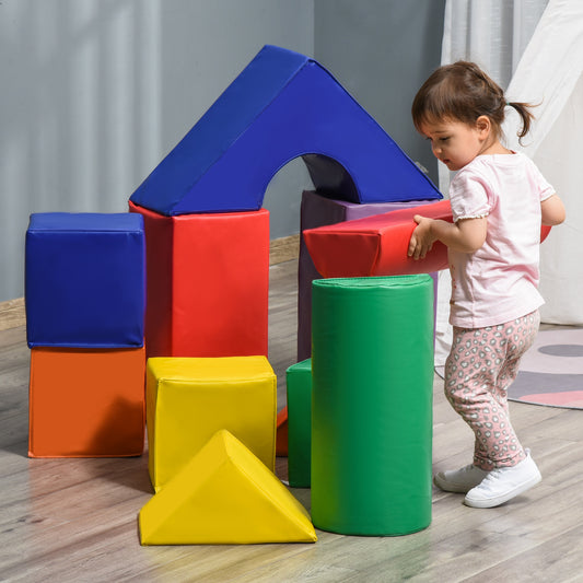 HOMCOM 11 Piece Soft Play Blocks Toy Foam Building and Stacking Blocks for Kids