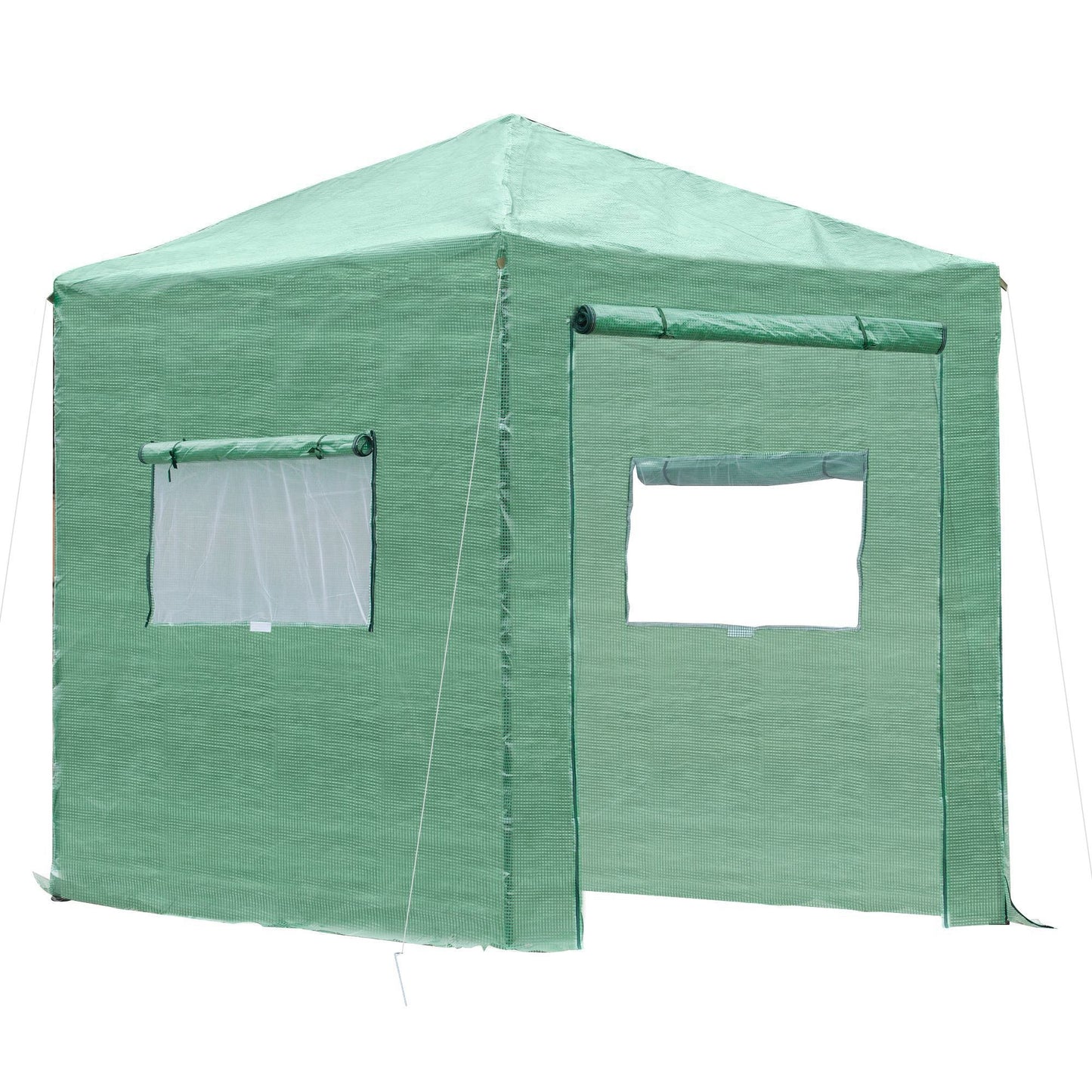 Outsunny Portable Walk in Greenhouse with Roll-up Door Windows Outdoor Foldable 2 x 2 x 2m