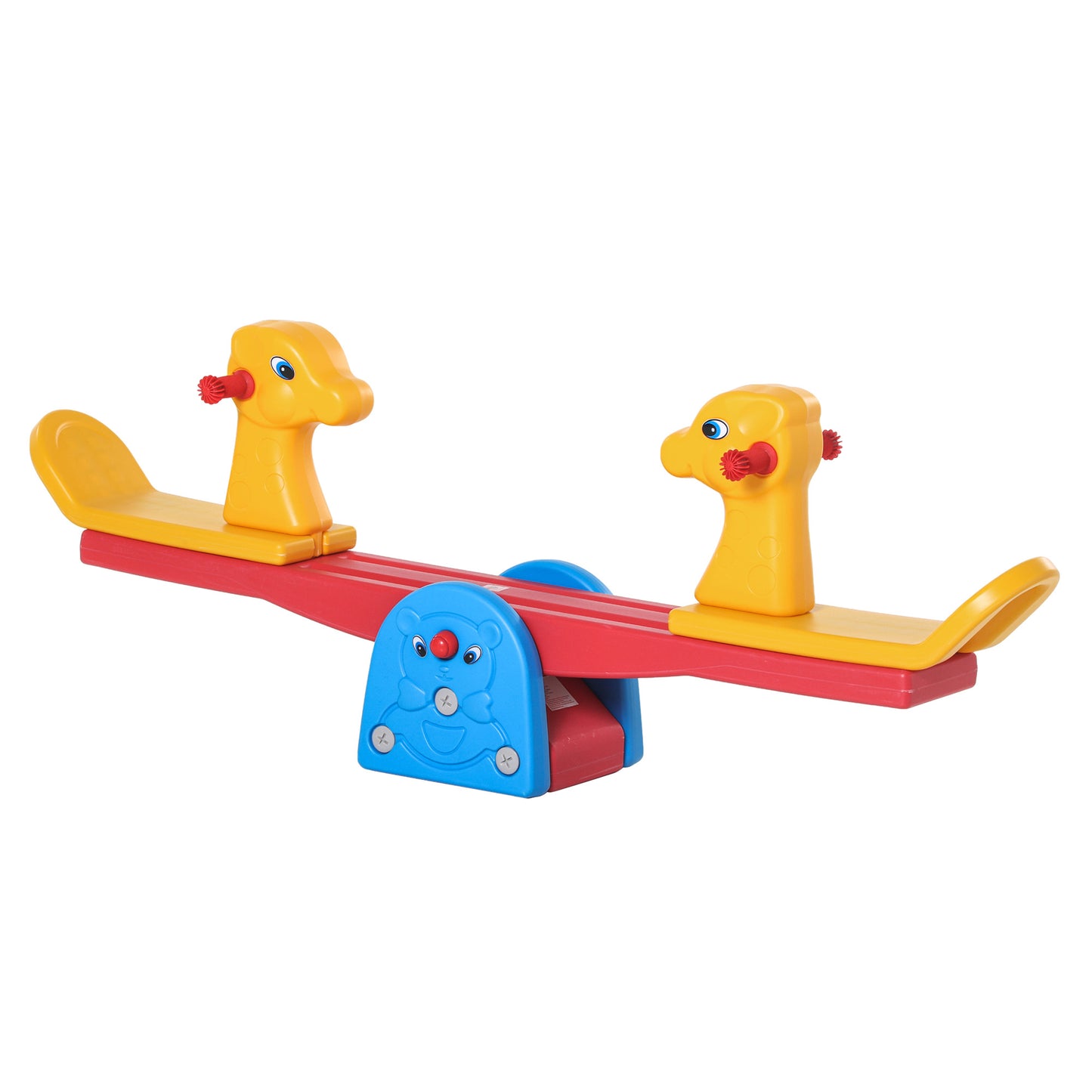 HOMCOM Kids Seesaw Safe Teeter Totter 2 Seats w/ Easy-Grip Handles 360 Degrees Rotating