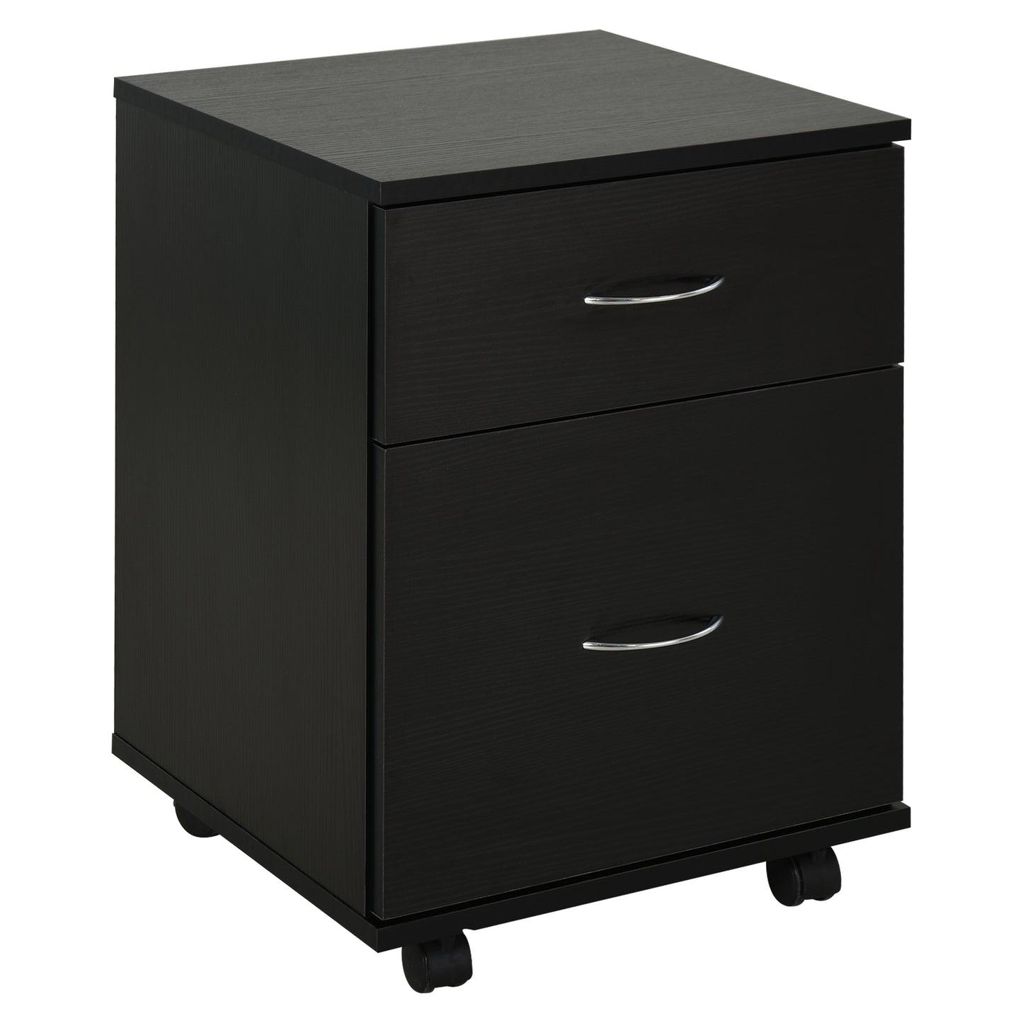 HOMCOM 2-Drawer Cabinet W/Wheels-Black