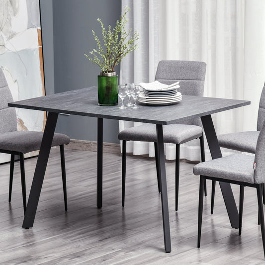 HOMCOM Modern Rectangular Dining Table Indoor w/ Metal Legs Spacious Tabletop Dark Grey