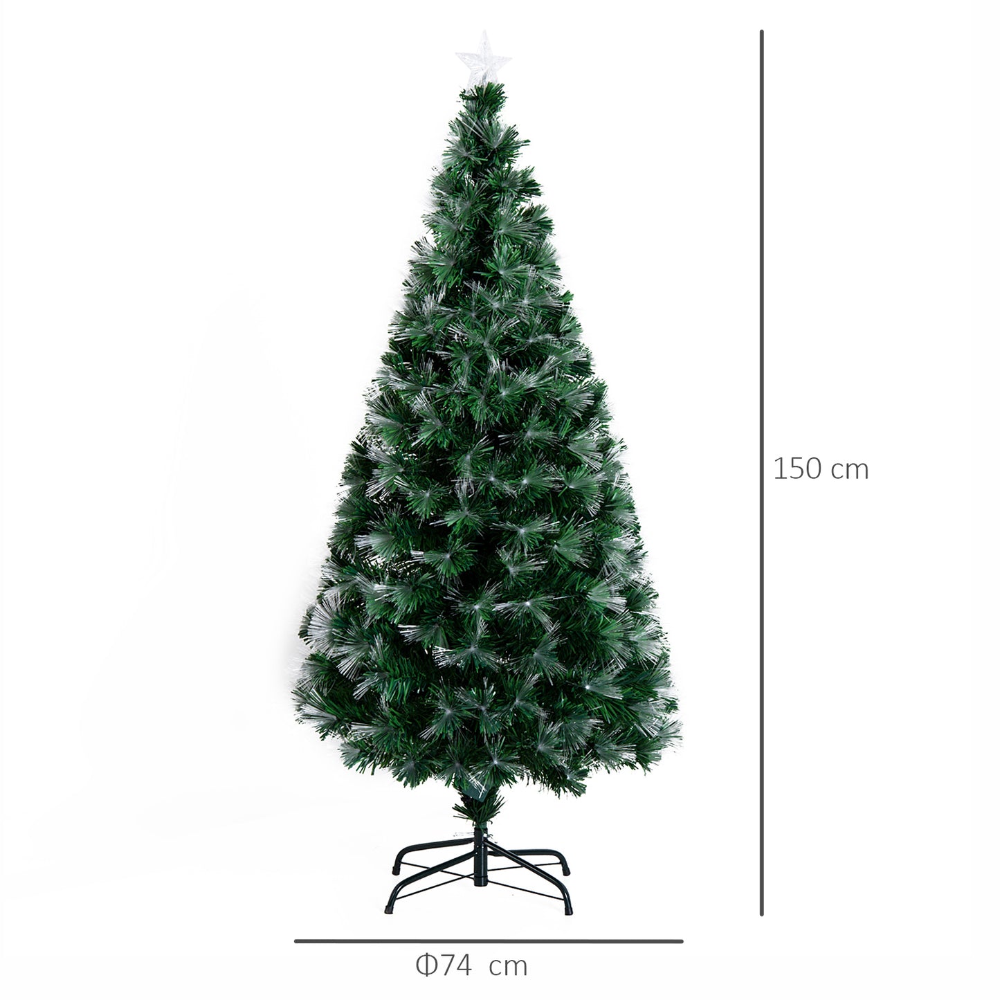 HOMCOM 1.5m Pre-Lit Artificial Christmas Tree Green