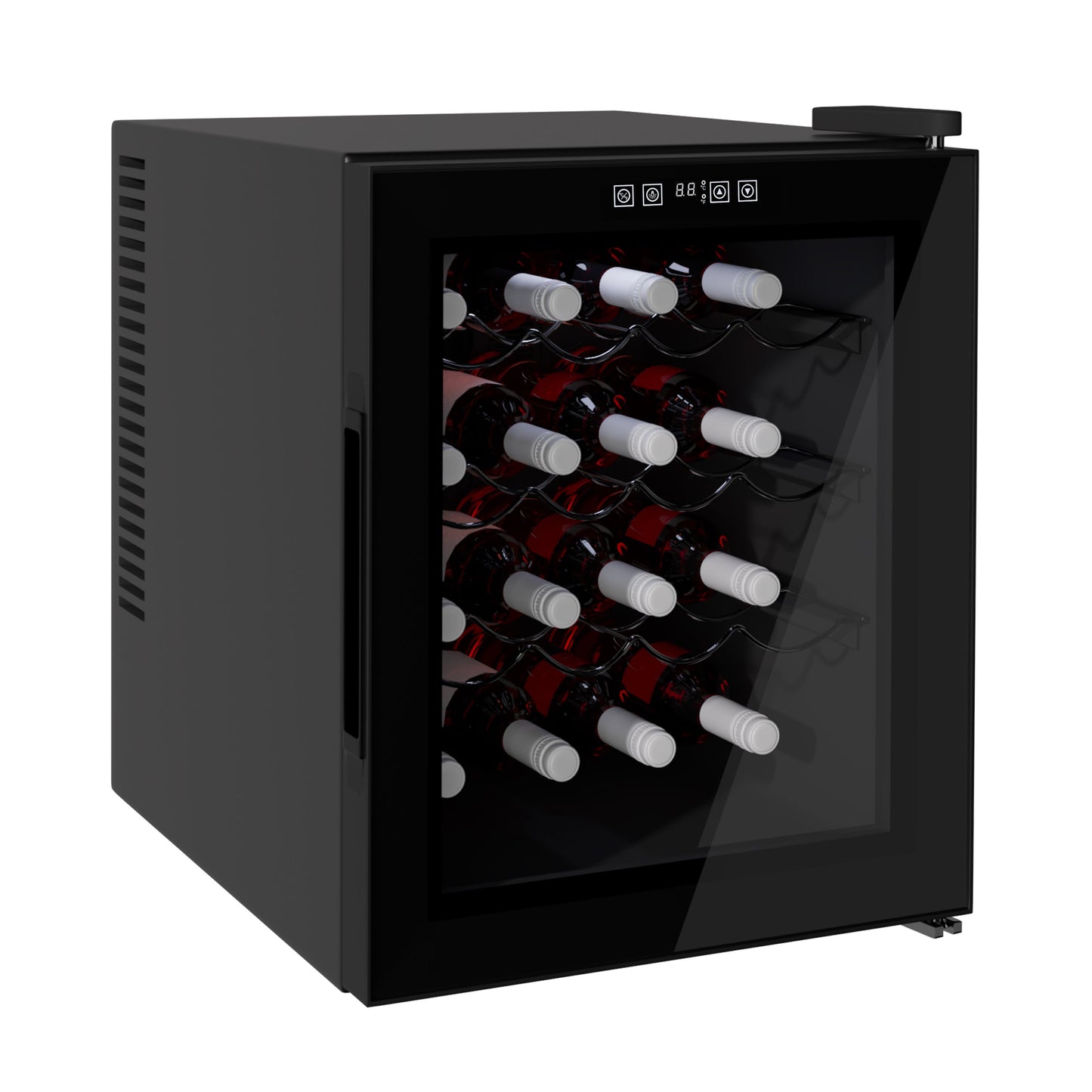 HOMCOM 16-Bottle Tempered Glass Mini Bar Ice Cooler Box w/ LED Light Black