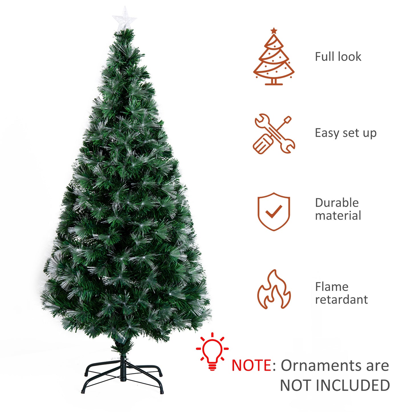 HOMCOM 1.5m Pre-Lit Artificial Christmas Tree Green