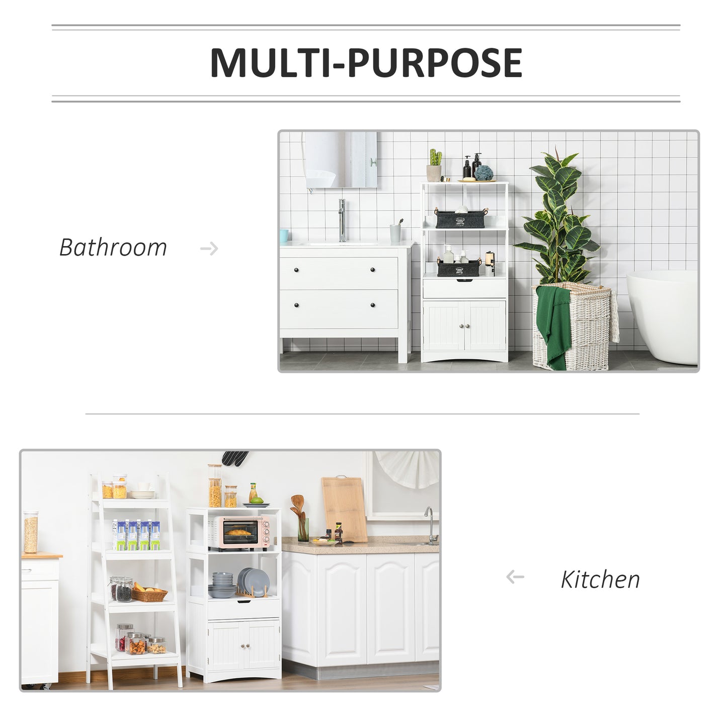 kleankin Bathroom Floor Cabinet Storage Unit Kitchen Cupboard W/ Doors Drawer & Shelf