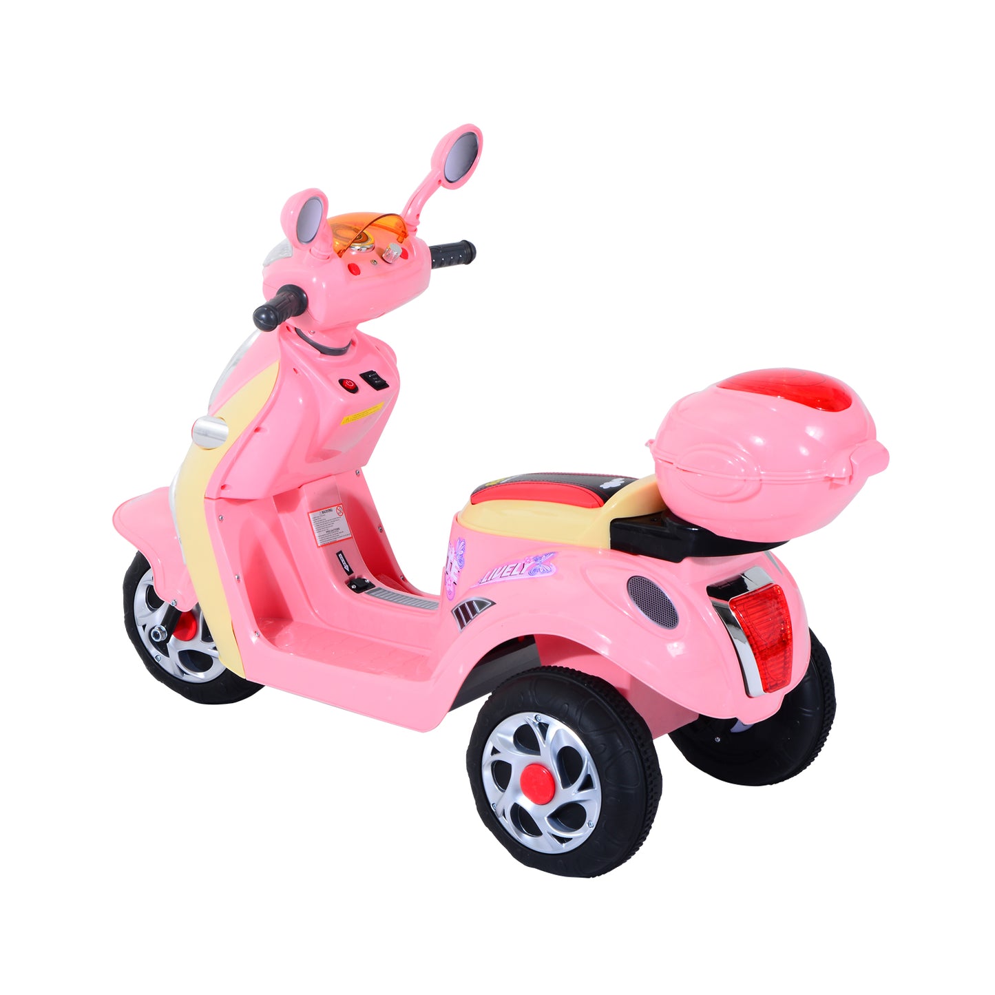 HOMCOM Plastic Music Playing Electric Ride-On Motorbike w/ Lights Pink