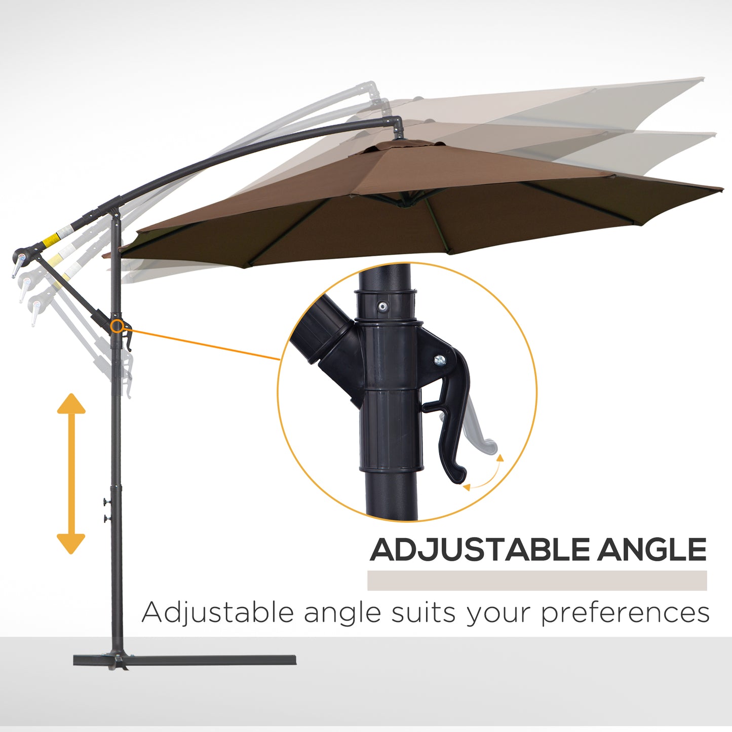 Outsunny Cantilever Umbrella Parasol Hanging Banana Steel Brown 3M Patio