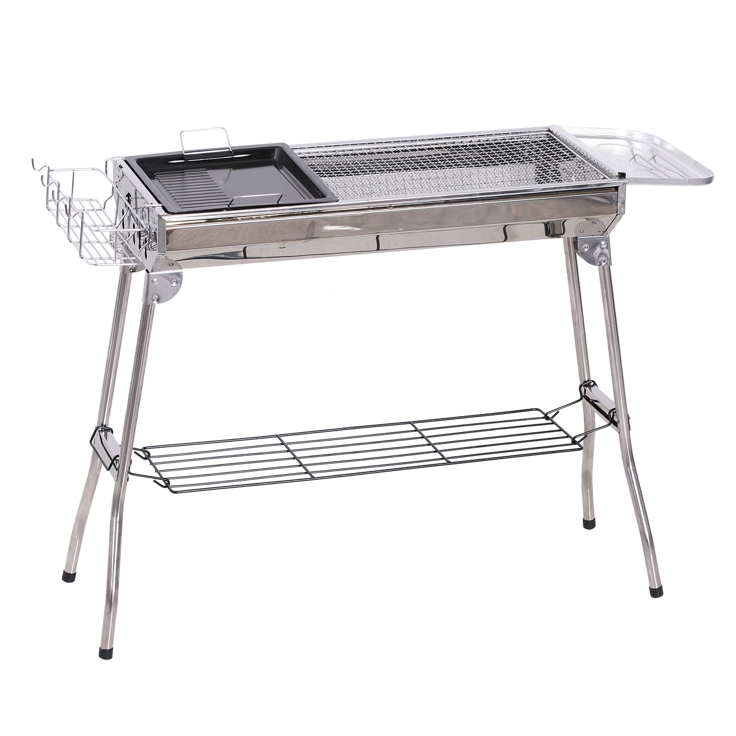 Outsunny Portable Folding Charcoal Grill, 104L x 33W x 70Hcm-Silver