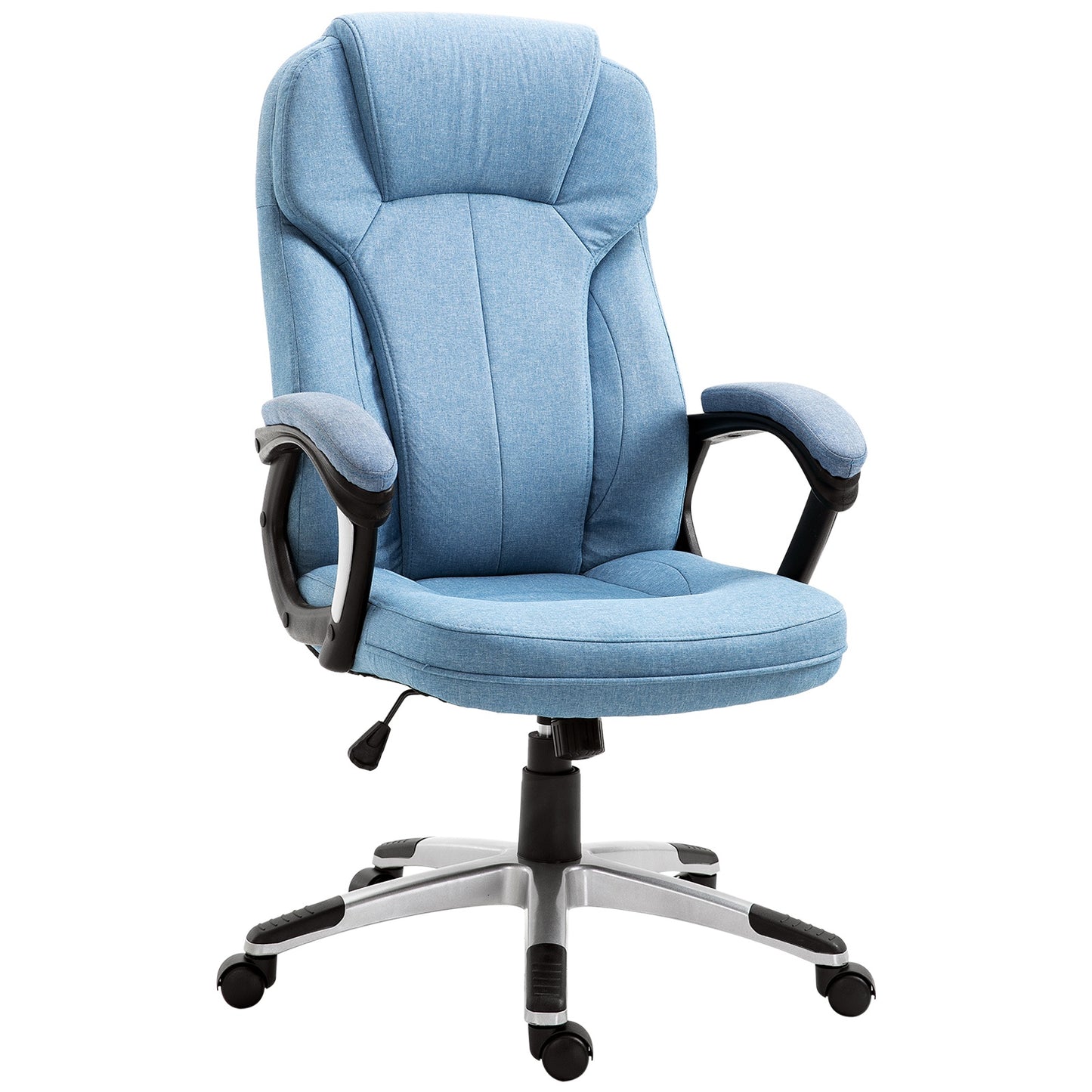 Vinsetto Executive Office Gaming Chair Linen Rocking Seat w/ Adjustable Padded Seat & Wheels in Blue