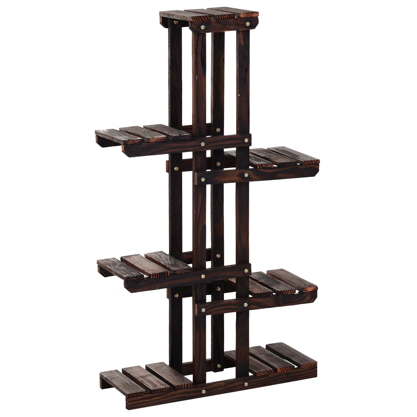 Outsunny Fir Wood Tall 6-Tier Outdoor Garden Plant Rack