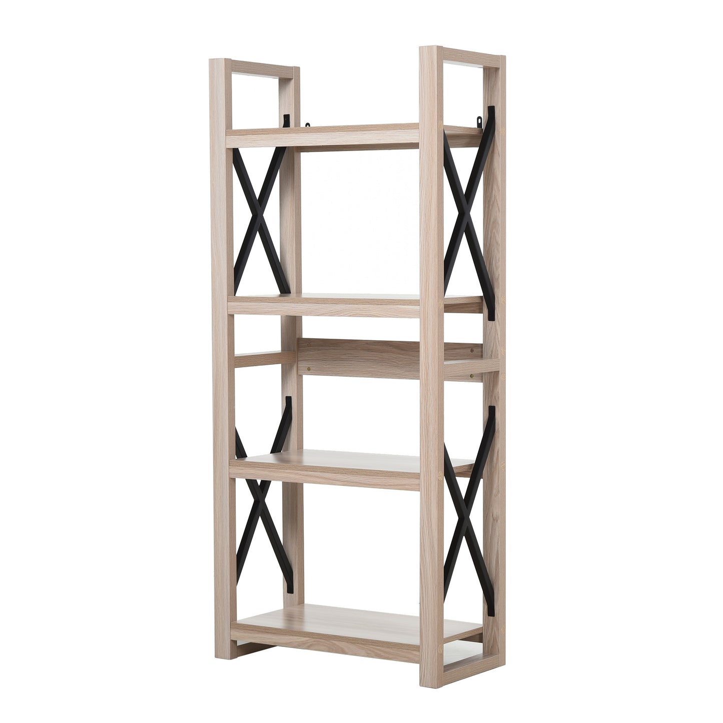 HOMCOM Particle Board Steel Enforced 4-Tier Bookshelf