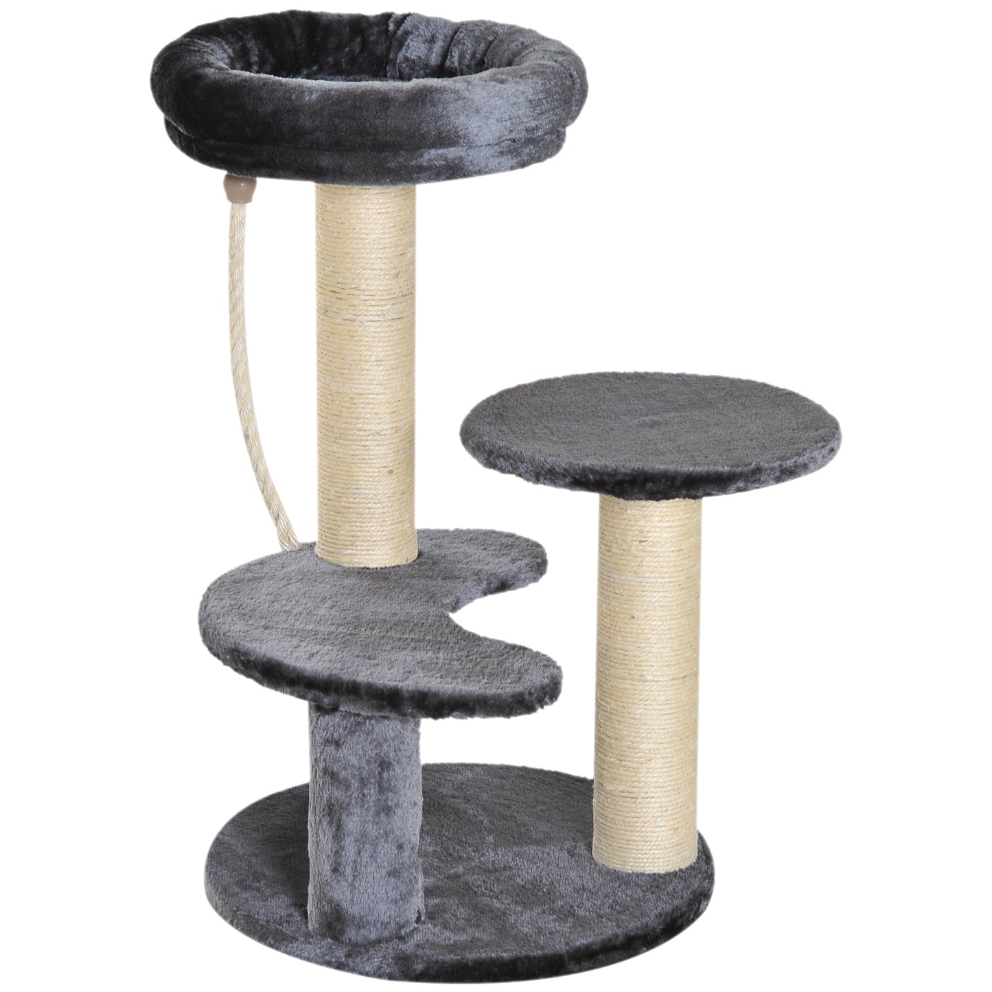 PawHut Cat Tree Kitty Scratcher Kitten Activity Center, Ø40x65H cm-Grey