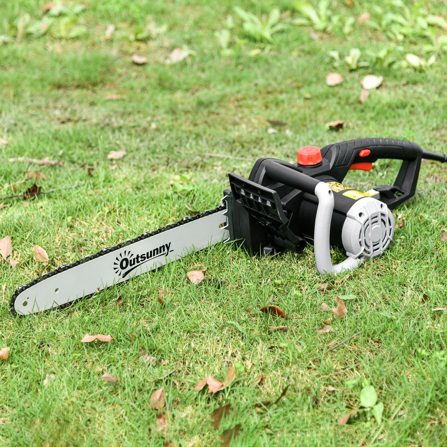 Outsunny Electric Chainsaw w/ Double Brake, Tool-Free Chain Tensioning, Auto Lubrication