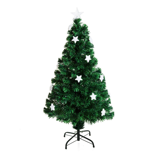 HOMCOM 4ft 120cm Green Fibre Optic Artificial Christmas Tree W/ Stars Lights