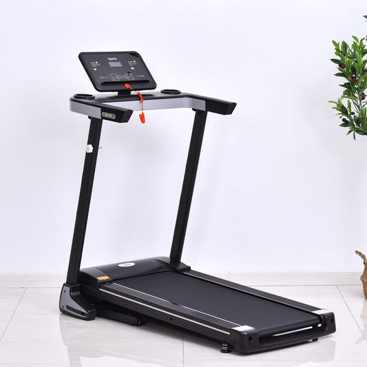 HOMCOM Steel Motorised Treadmill Home Running Machine w/ LCD Display Black
