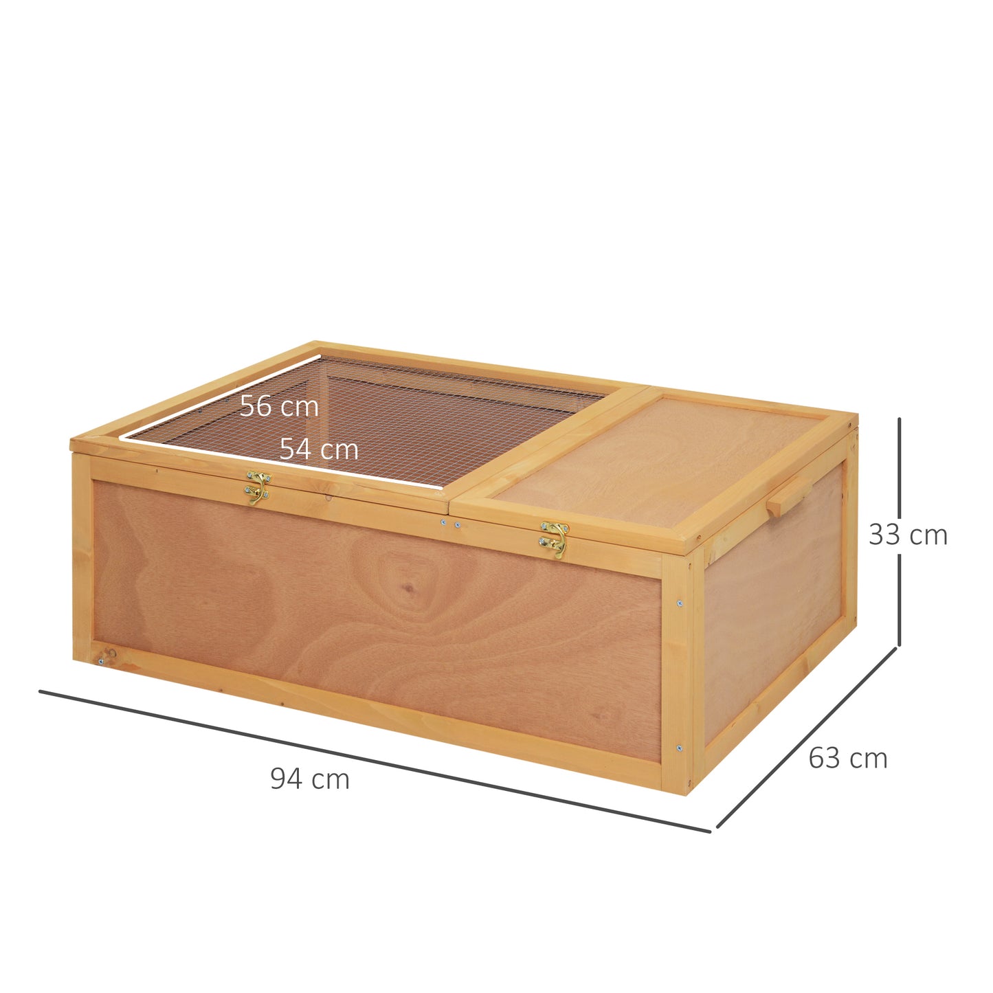 PawHut 94 cm Wood Indoor Outdoor Pet Tortoise House with Two Room Design, Natural