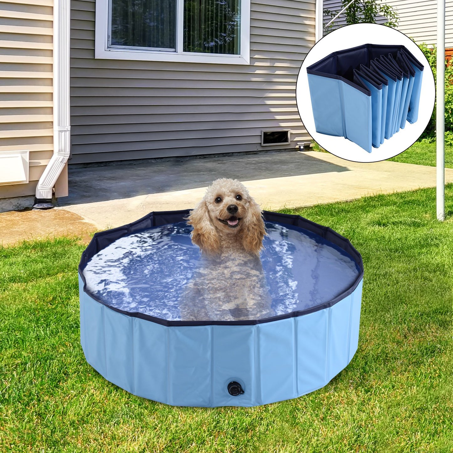 Pawhut Ã˜100x30H cm Pet Swimming Pool-Blue