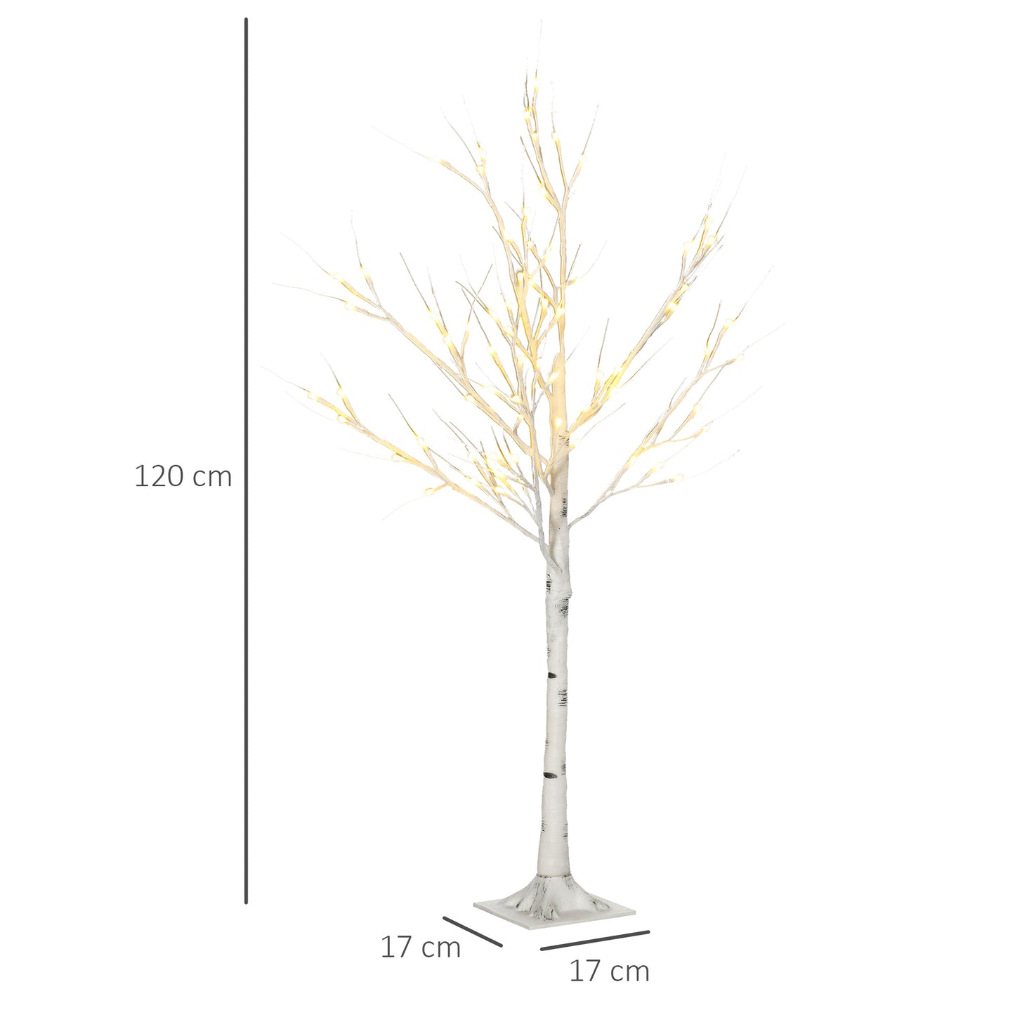 HOMCOM 4ft Artificial White Birch Tree Light with 72 Warm White Pre-Lit LED Light