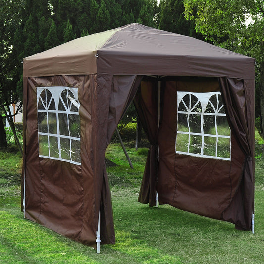 Outsunny Pop Up Gazebo Canopy, size (2 x2m)-Coffee