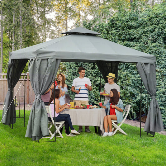 Outsunny 3 x 3M Metal Gazebo Garden Marquee Patio Tent Pavilion Canopy Sun Shade Shelter