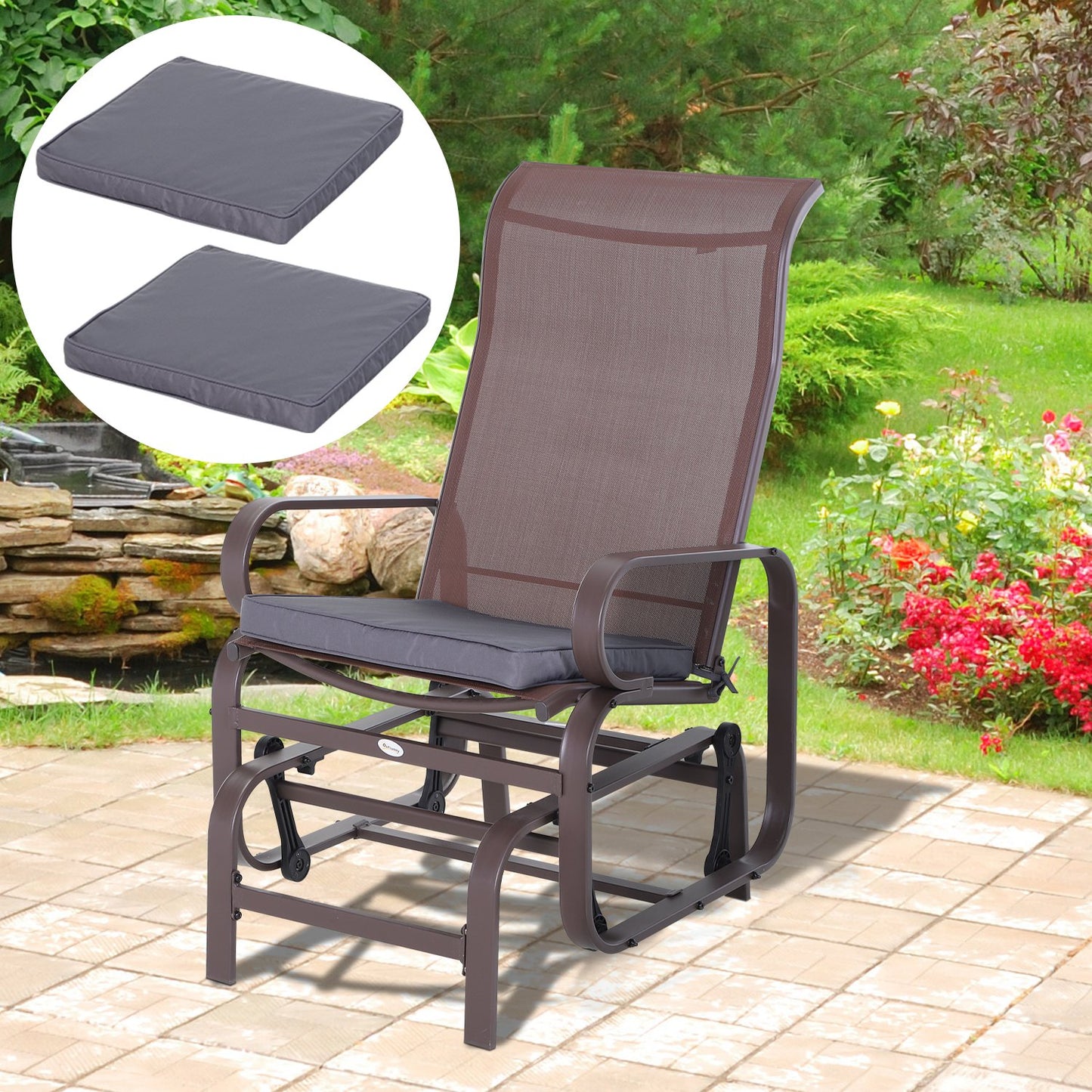 Outsunny Polyester Set Of 2 Garden Chair Cushion Grey