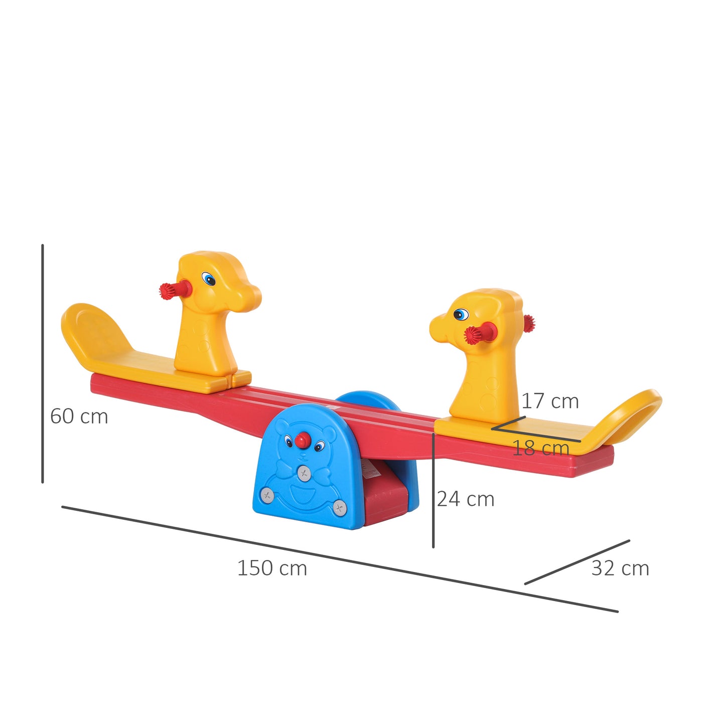 HOMCOM Kids Seesaw Safe Teeter Totter 2 Seats w/ Easy-Grip Handles 360 Degrees Rotating