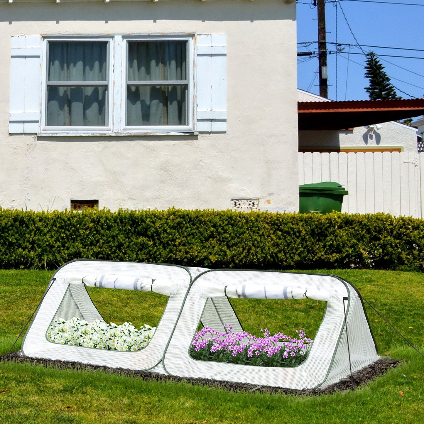 Outsunny Pop Up Mini Greenhouse w/ Roll Up Doors & Bag Outdoor PE Cover 240 x 120 x 75cm