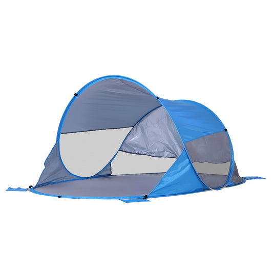 Outsunny Fibreglass Frame 2 Person Pop-Up Lightweight Camping Tent Blue